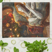 アメリカンイングリッシュフォックスハウンドドッグクリスマスフェスティバル キッチンタオル (折り畳み)