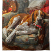 アメリカンイングリッシュフォックスハウンドドッグクリスマスフェスティバル シャワーカーテン (正面)