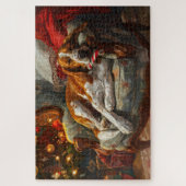 アメリカンイングリッシュフォックスハウンドドッグクリスマスフェスティバル ジグソーパズル (縦)