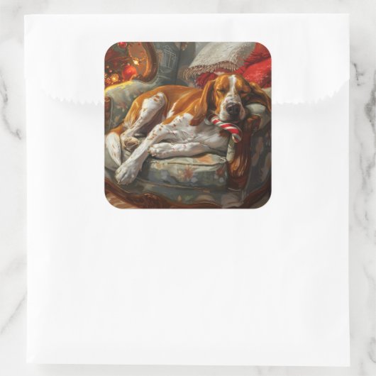 アメリカンイングリッシュフォックスハウンドドッグクリスマスフェスティバル スクエアシール (バッグ)