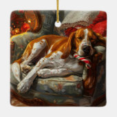アメリカンイングリッシュフォックスハウンドドッグクリスマスフェスティバル セラミックオーナメント (裏面)