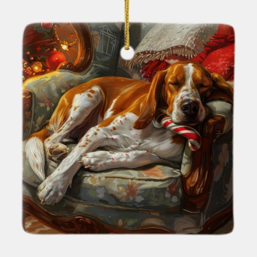 アメリカンイングリッシュフォックスハウンドドッグクリスマスフェスティバル セラミックオーナメント (裏面)