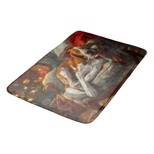 アメリカンイングリッシュフォックスハウンドドッグクリスマスフェスティバル バスマット (アングル)