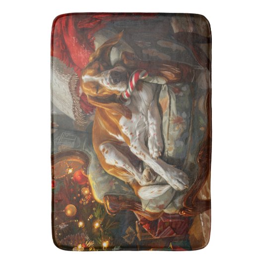 アメリカンイングリッシュフォックスハウンドドッグクリスマスフェスティバル バスマット (正面縦)