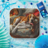 アメリカンイングリッシュフォックスハウンドドッグクリスマスフェスティバル ペーパープレート (パーティー)