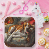 アメリカンイングリッシュフォックスハウンドドッグクリスマスフェスティバル ペーパープレート (パーティー)