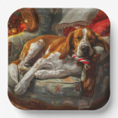 アメリカンイングリッシュフォックスハウンドドッグクリスマスフェスティバル ペーパープレート (正面)