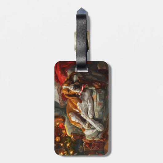 アメリカンイングリッシュフォックスハウンドドッグクリスマスフェスティバル ラゲッジタグ (裏面縦)