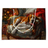 アメリカンイングリッシュフォックスハウンドドッグクリスマスフェスティバル ラージペーパーバッグ (正面)