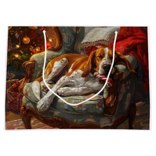 アメリカンイングリッシュフォックスハウンドドッグクリスマスフェスティバル ラージペーパーバッグ (正面)