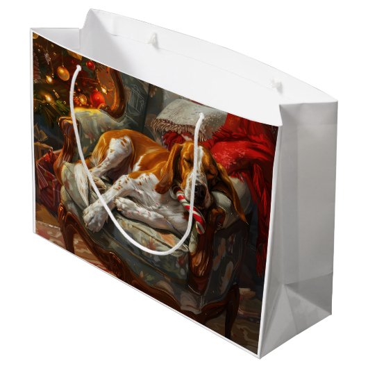 アメリカンイングリッシュフォックスハウンドドッグクリスマスフェスティバル ラージペーパーバッグ (裏面アングル)