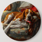 アメリカンイングリッシュフォックスハウンドドッグクリスマスフェスティバル 缶バッジ (正面)