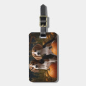アメリカンイングリッシュフォックスハウンドパピー秋の喜び ラゲッジタグ (正面縦)