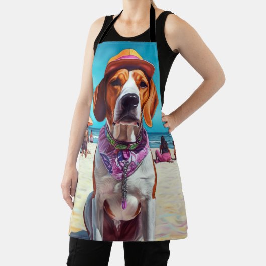 アメリカンイングリッシュフォックスハウンドビーチ、夏の贈り物 エプロン (インサイチュ)