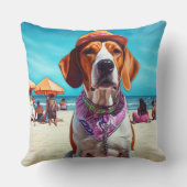 アメリカンイングリッシュフォックスハウンドビーチ、夏の贈り物 クッション