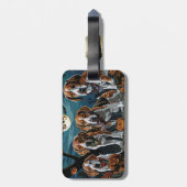 アメリカンイングリッシュフォックスハウンド不気味ハロウィーン ラゲッジタグ (裏面縦)