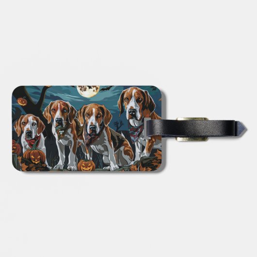 アメリカンイングリッシュフォックスハウンド不気味ハロウィーン ラゲッジタグ (裏面横)