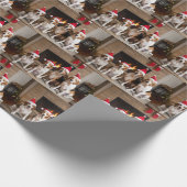 アメリカンイングリッシュフォックスハウンド暖炉クリスマス ラッピングペーパー (角)