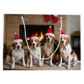 アメリカンイングリッシュフォックスハウンド暖炉クリスマス ラージペーパーバッグ (裏面)