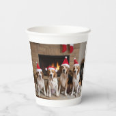 アメリカンイングリッシュフォックスハウンド暖炉クリスマス 紙コップ (裏面)