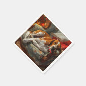 アメリカンイングリッシュフォックスハウンド 犬のクリスマス フェスティブ スタンダードカクテルナプキン (角)