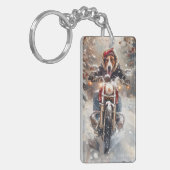 アメリカンイングリッシュフォーハウンドライディングバイククリスマス キーホルダー (正面左)