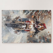 アメリカンイングリッシュフォーハウンドライディングバイククリスマス ジグソーパズル (横)