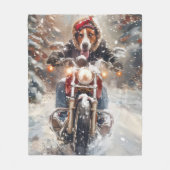 アメリカンイングリッシュフォーハウンドライディングバイククリスマス フリースブランケット (正面)