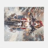 アメリカンイングリッシュフォーハウンドライディングバイククリスマス フリースブランケット (正面(横))