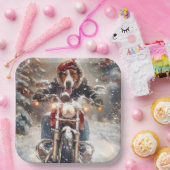 アメリカンイングリッシュフォーハウンドライディングバイククリスマス ペーパープレート (パーティー)