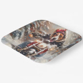 アメリカンイングリッシュフォーハウンドライディングバイククリスマス ペーパープレート (傾斜あり)