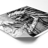 アメリカンインディアンブラック&ホワイトフレームプリント ポスター (角)