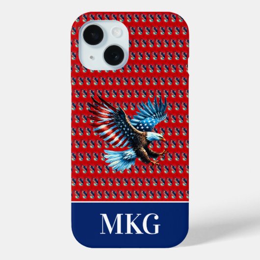アメリカンイーグルの愛国心あふれる赤白青デザイン Case-Mate iPhoneケース (裏面)