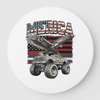 アメリカンイーグルモンスタートラックヴィンテージパトリオティック ラージ壁時計