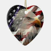 アメリカンイーグル国旗のハートオーナメント セラミックオーナメント (右)