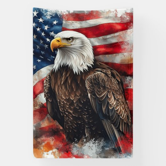 アメリカンイーグル愛国旗アート 横断幕 (縦)