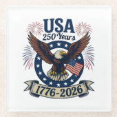 アメリカンイーグル250周年記念 1776-2026 ガラスコースター (正面)