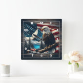 アメリカンイーグル スクエア壁時計 (ホーム)