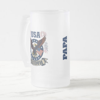 アメリカンイーグルUSA フリーダムのカスタムパトリオティックデザイン フロストグラスビールジョッキ