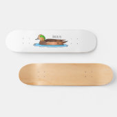 アメリカンウィグオン鳥の漫画イラストレーション スケートボード (横)