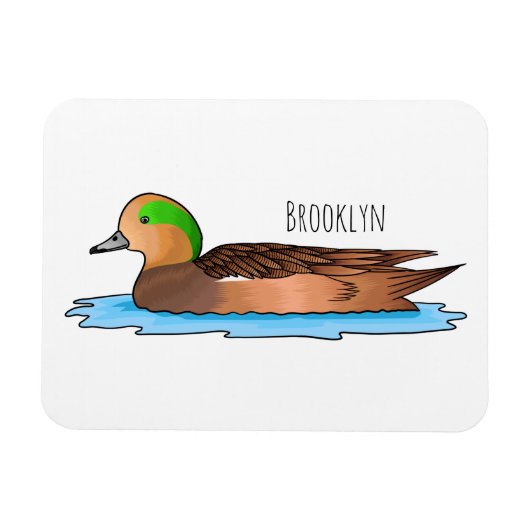 アメリカンウィグオン鳥の漫画イラストレーション マグネット (横)