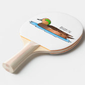 アメリカンウィグオン鳥の漫画イラストレーション 卓球ラケット (正面アングル)