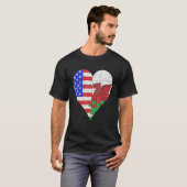 アメリカンウェールズ国旗のハート Tシャツ (正面フル)