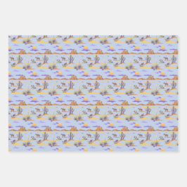 アメリカンウエスタンデザートカウボーイサボスパターンサン ラッピングペーパーシート