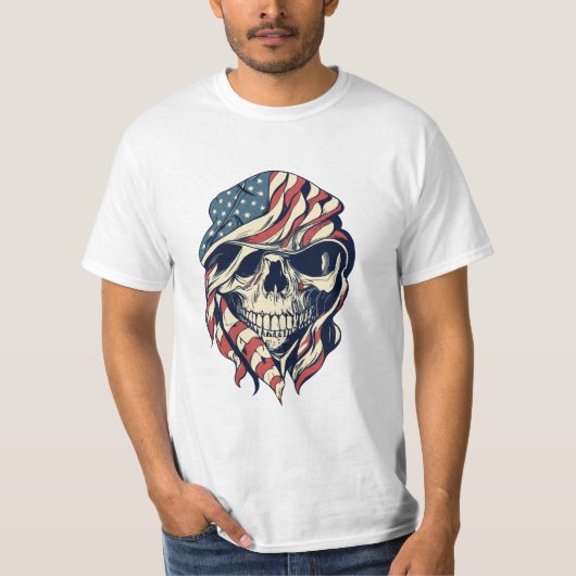 アメリカンウォリアースカル軍隊メンズ Tシャツ (正面)