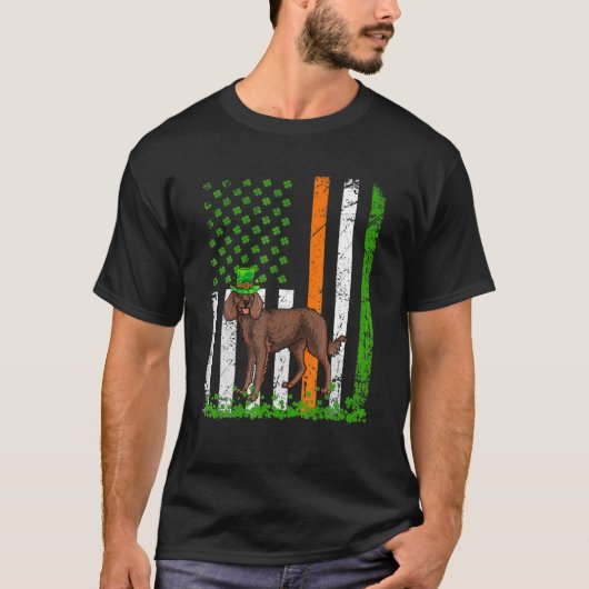 アメリカンウォータースパニエル犬ドッグSt patricks dayアイルランドA Tシャツ (正面)