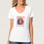 アメリカンウーマン愛国的な7月4日のTシャツ Tシャツ (正面)