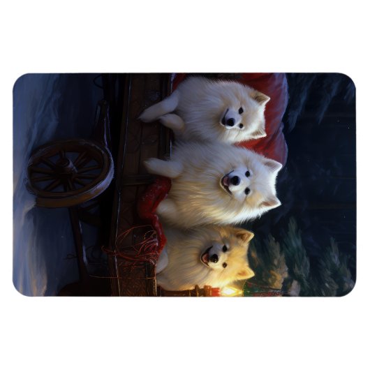 アメリカンエスキモスワイスリーのクリスマスデコール マグネット (横)