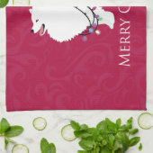 アメリカンエスキモドグメリークリスマスデザイン キッチンタオル (折り畳み)