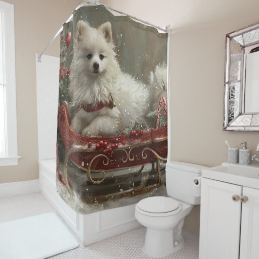 アメリカンエスキモドッグクリスマスフェスティバル シャワーカーテン (インサイチュ)